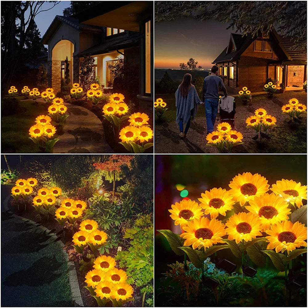 Pack 4 Girasoles con luz led solar