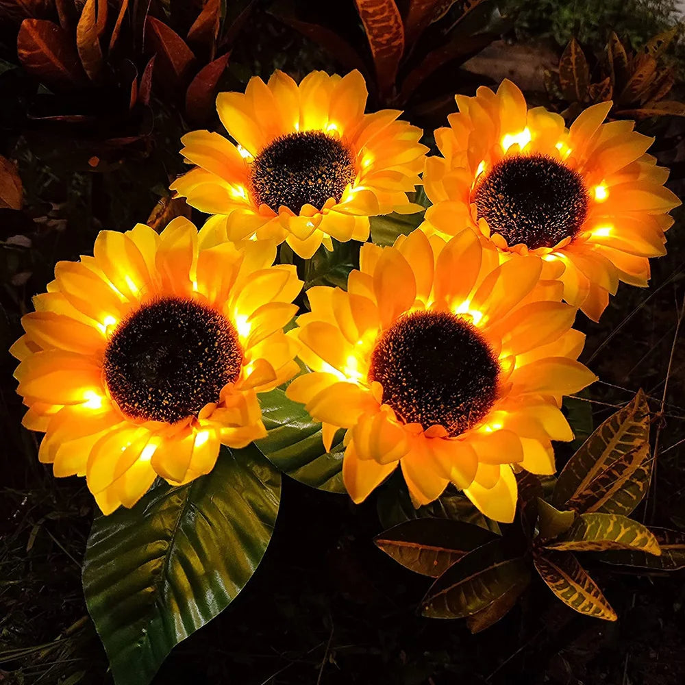 Pack 4 Girasoles con luz led solar