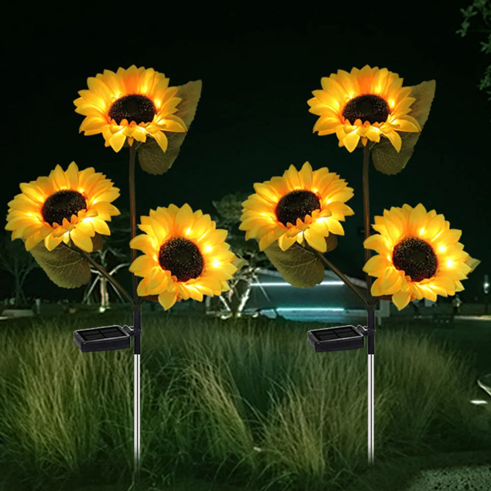 Pack 4 Girasoles con luz led solar