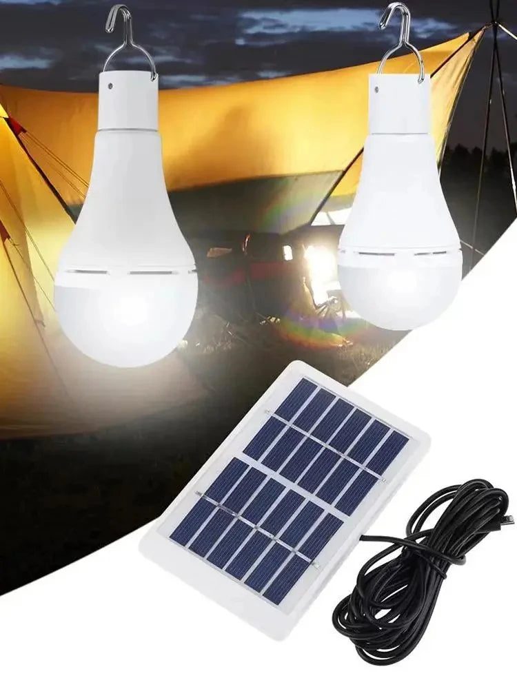 Bombilla LED 12W con Paneles Solares y Mando Distancia