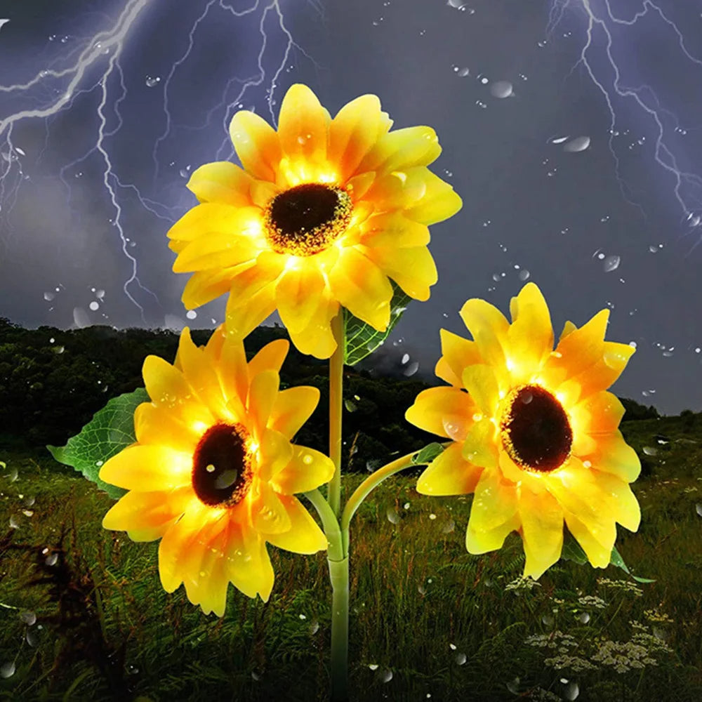 Pack 4 Girasoles con luz led solar