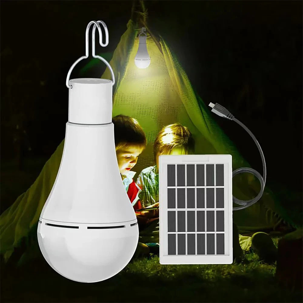Bombilla LED 12W con Paneles Solares y Mando Distancia