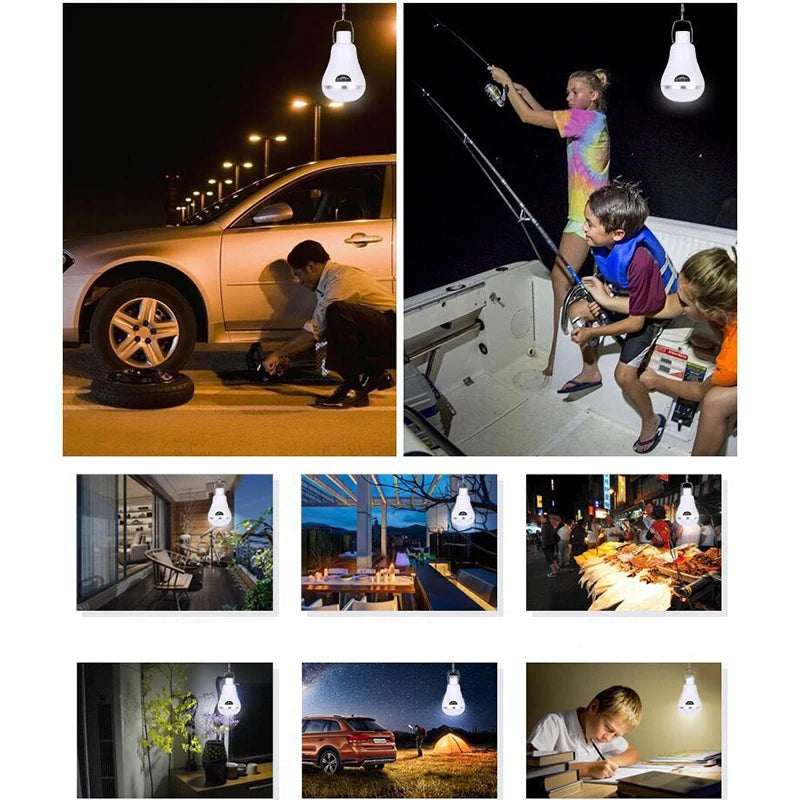 Bombilla LED 12W con Paneles Solares y Mando Distancia