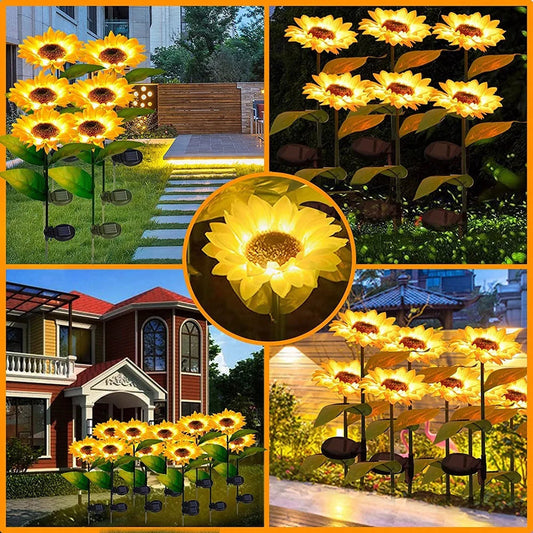 Pack 4 Girasoles con luz led solar