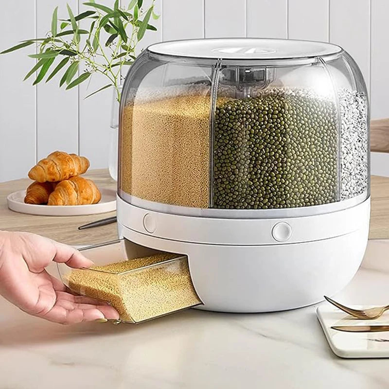 GrainSpin™ Dispensador Giratorio de Alimentos 6 Compartimentos