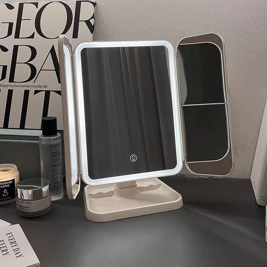 Espejo de Maquillaje LED Plegable