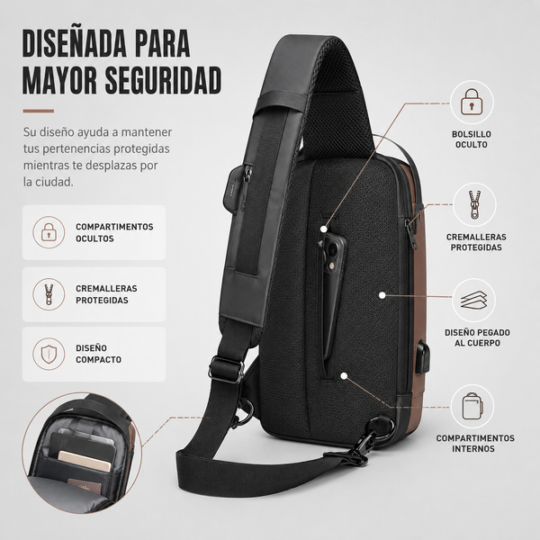 Mochila Cruzada Antirrobo Deportiva