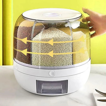 GrainSpin™ Dispensador Giratorio de Alimentos 6 Compartimentos