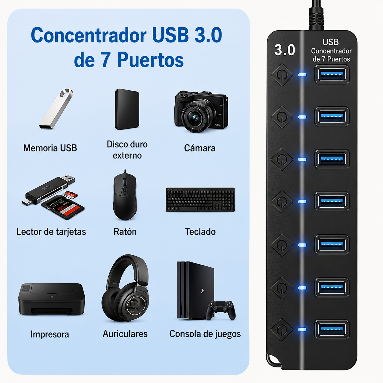 Hub USB 3.0 de 7 Puertos