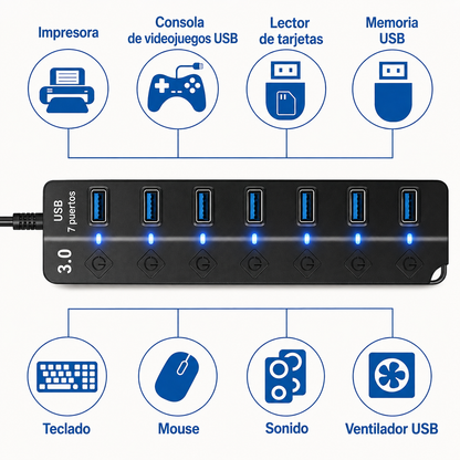 Hub USB 3.0 de 7 Puertos