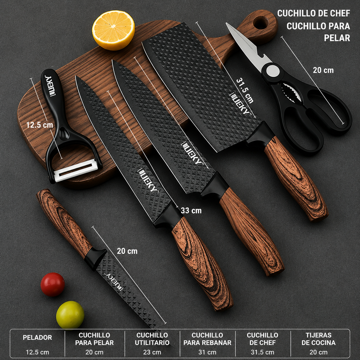 Juego de Cuchillos de Cocina de 6 Piezas
