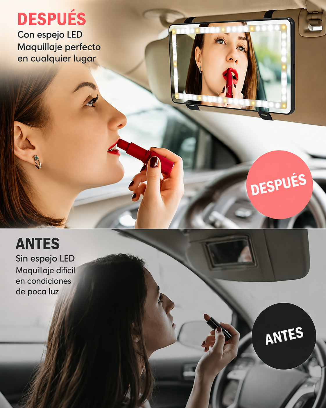 Espejo Para Carros Recargable Con Luz Led