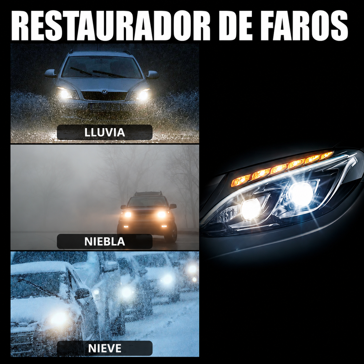 Limpiador y Restaurador de Faros para Coche 100 ml