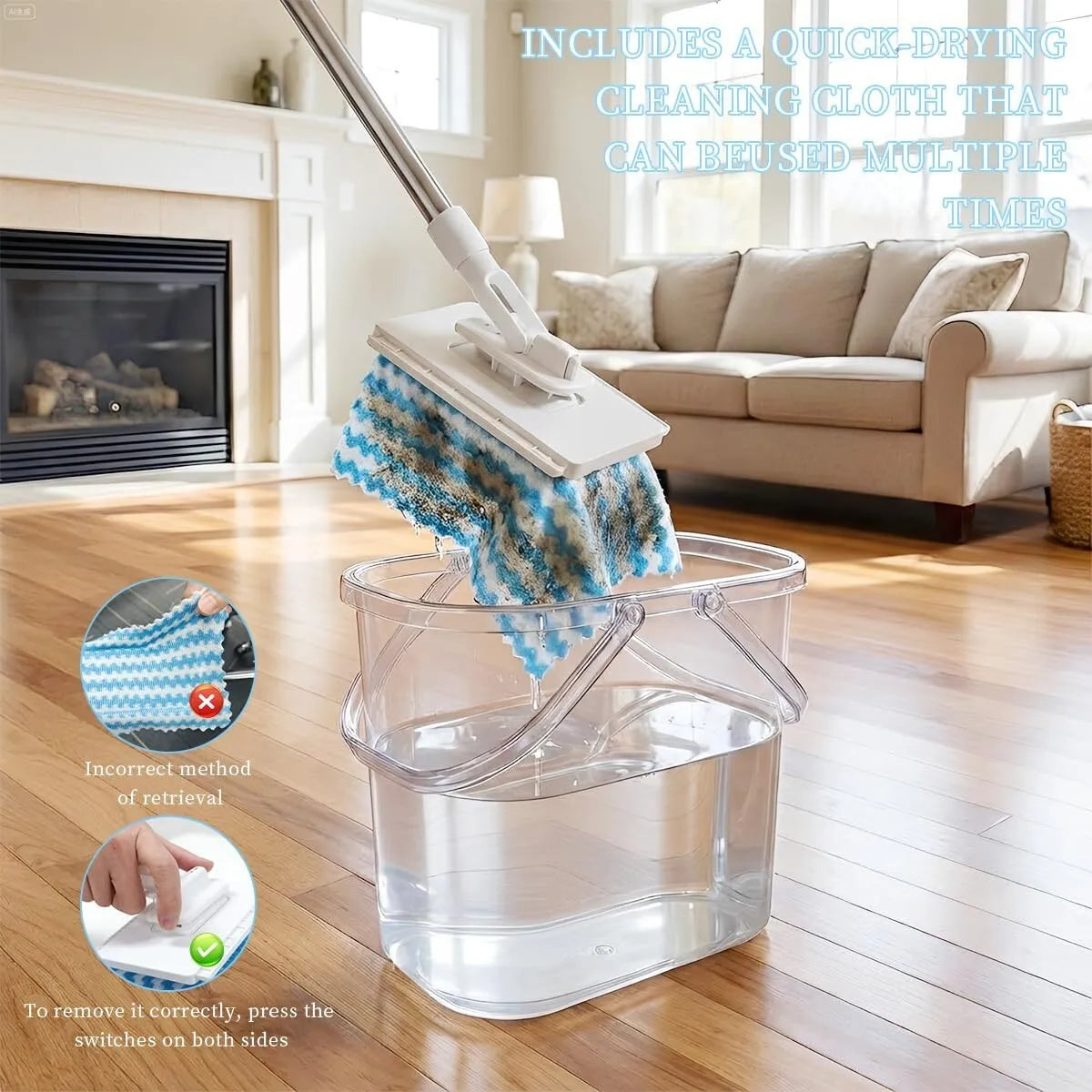 CleanReach™ Mopa Reutilizable Multiuso para Ranuras y Superficies