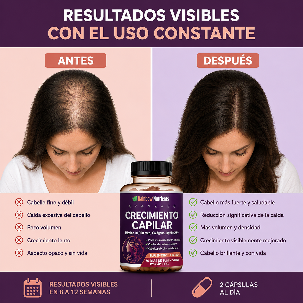 HAIR GROWTH – Rainbow Nutrients Advanced x120 Cápsulas