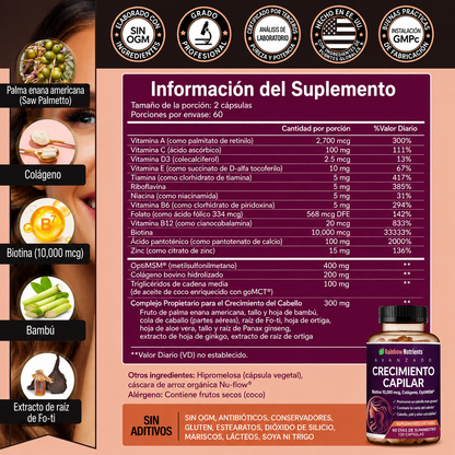 HAIR GROWTH – Rainbow Nutrients Advanced x120 Cápsulas