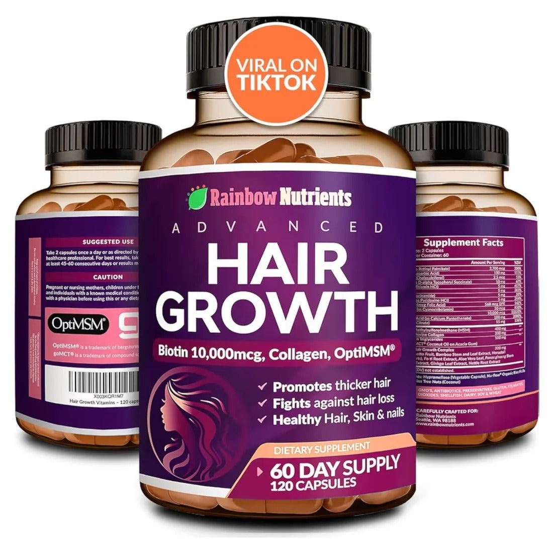 HAIR GROWTH – Rainbow Nutrients Advanced x120 Cápsulas